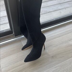 Paige Jessamine Black Over-the-Knee Heeled Boots